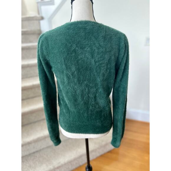 ASTR Emerald Green Fuzzy Wrap Long Sleeve Sweater - Picture 3 of 6